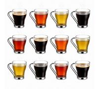 Urbn-Living 80Ml Set Of 12 Glass Espresso Coffee Cups W/ Metal Handle Clear Stackable Demitasse Drinkware