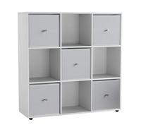 Urbn-Living 9 Cube White Wooden Bookcase Shelving Unit With 5 Collapsible Fabric Drawers White