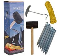 Urbn-Living 9Pc Camping Tent Peg Set W/ Mallet Hammer Rope & Peg Puller Extractor Kit