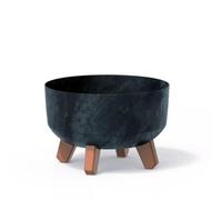 Urbn-Living Anthracite - 24Cm Round Concrete Look Planter With Legs