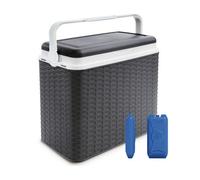 Urbn-Living Anthracite - 24L Rattan Design Cooler Lunch Box With 2 Ice Packs