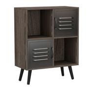 Urbn-Living Anthracite Oak, Black, Black - 4-Cube Storage Unit With 2 Metal Doors And Legs