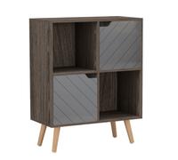 Urbn-Living Anthracite Oak, Grey, Beech - 4-Cube Storage Unit With 2 Line Doors And Legs