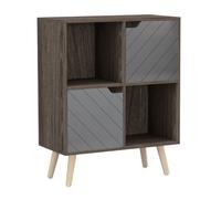 Urbn-Living Anthracite Oak, Grey, Pine - 4-Cube Storage Unit With 2 Line Doors And Legs