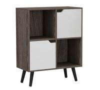 Urbn-Living Anthracite Oak, White, Black - 4-Cube Storage Unit With 2 Wooden Doors And Legs