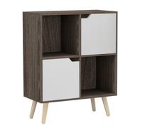Urbn-Living Anthracite Oak, White, Pine - 4-Cube Storage Unit With 2 Wooden Doors And Legs