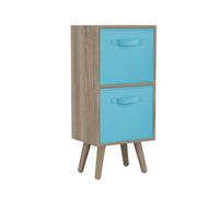 Urbn-Living Antique Oak 2-Tier 2-Drawer Cube Shelving Unit With Scandinavian Legs