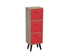 Urbn-Living Antique Oak 3-Tier 3-Drawer Cube Shelving Unit With Scandinavian Legs