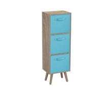 Urbn-Living Antique Oak 3-Tier 3-Drawer Cube Shelving Unit With Scandinavian Legs
