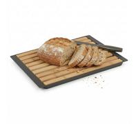 Urbn-Living Bamboo Bread Cutting Board With Crumb Catcher Tray Slatted Chopping Board