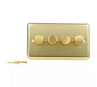 Urbn-Living Bass Gold - Volex Crabtree 4-Gang Dimmer Light Switch - Angled Style