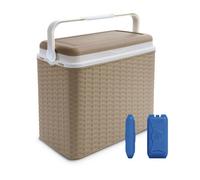Urbn-Living Beige - 24L Rattan Design Cooler Lunch Box With 2 Ice Packs