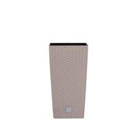URBNLIVING Tall Rattan Design Flower Pots Round or Square (Medium Square, Beige)