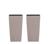 Urbn-Living Beige, Set Of 2 - 33Cm Rato Rattan Design Plant Pots