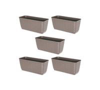 Urbn-Living Beige, Set Of 5 - Rato Rattan Design Plant Pots Rectangle Planter Large