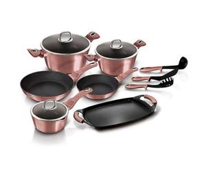 Urbn-Living Berlinger Haus 12 Pcs Cookware Set Grill Rose No Stick Pots Pans Induction Tools