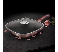 Urbn-Living Berlinger Haus 28Cm Square Grill Pan Frying Marble Non Stick Griddle Steak Rose Gold With Lid 2.1L