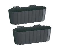 Urbn-Living Black - 2-Pcs Plastic Balcony Wood Flower Plant Garden