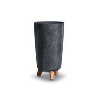 Urbn-Living Black - 200mm Tall Slim Concrete Effect Planter With Wood Effect Legs