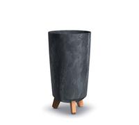 Urbn-Living Black - 240mm Tall Slim Concrete Effect Planter With Wood Effect Legs