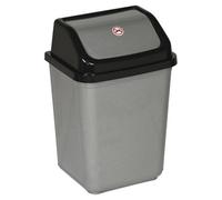 URBNLIVING 5L/20L/30L/50L Plastic Waste Management Recycling Bin Trash Can Dustbin with Swing Lid for Office, Kitchen and Bathroom (30L Black/Grey)