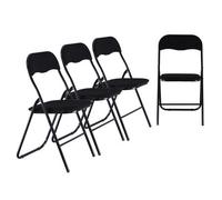 Urbn-Living Black - 4-Pc Folding Chair Set With Cushioned Pvc Seat And Back