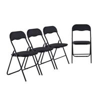 Urbn-Living Black - 4-Pc Folding Chair Set With Cushioned Ribcord Seat And Back