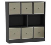 Urbn-Living Black, Beige - Asymmetrical 8 Cube Bookcase Unit W/ 6 Drawer Inserts