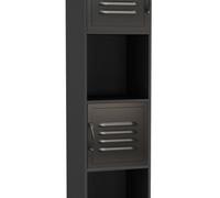 Urbn-Living Black, Black - 4 -Cube Tall Shelving Unit With Metal Doors