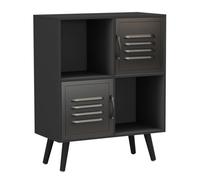 Urbn-Living Black, Black, Black - 4-Cube Storage Unit With 2 Metal Doors And Legs