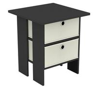 Urbn-Living Black, Cream - 2-Tier 2- Drawer Wooden Side Table