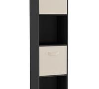 Urbn-Living Black, Cream - 4 -Cube Tall Shelving Unit With Non Woven Inserts