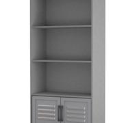 Urbn-Living Black - Grey 4-Tier Bookcase With 2 Metal Doors