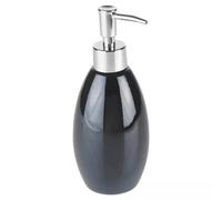 URBNLIVING 3pcs Ceramic Shiny Colour Matching Bathroom Dispenser Tumbler Toilet Brush Set (Black, Soap Dispenser)