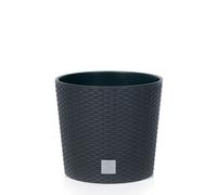 Urbn-Living Black, Set Of 1 - 20Cm Rato Round Low Rattan Planters