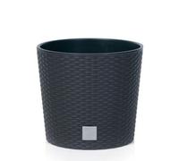 Urbn-Living Black, Set Of 1 - 30Cm Rato Round Low Rattan Planters -1-2 Pack