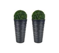 Urbn-Living Black, Set Of 2 - Slim Plastic Round Flower Pot With Inserts - 52X29.6X29.6Cm