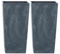 Urbn-Living Black, Set Of 2 - Urbi 20Cm Concrete Effect Square Planter With Internal Insert