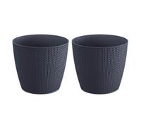 Urbn-Living Black, Set Of 2 - Wheaty Round Flower Pot - 16.7X18.9X18.9Cm