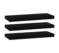 Urbn-Living Black, Set Of 3 - Floating Wooden Wall Shelves - 60X23.5Cm