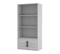 Urbn-Living Black - White 4-Tier Bookcase With 2 Metal Doors
