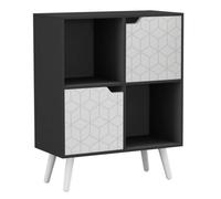 Urbn-Living Black, White, White - 4-Cube Storage Unit With 2 Geo Doors And Legs