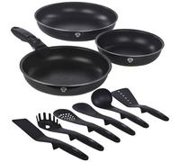 Urbn-Living Blaumann 10 Pcs Aquamarine Colour Aluminium Induction Space Saving Cookware Frying Pan Set Detachable Handle With 6 Tools