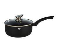 Urbn-Living Blaumann 20X8.5Cm Saucepan With Glass Lid 2.4L Matt Black Cookware Frying Grill Pots Pan Saucepan Casserole Soft Touch Handle Lid
