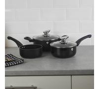 Urbn-Living Blaumann 5Pc Set Matt Black Colour Cookware Induction Pot Pan Saucepan Casserole Soft Touch Handle