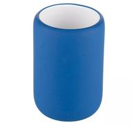 URBNLIVING 3pcs Ceramic Matt Colour Matching Bathroom Dispenser Tumbler Toilet Brush Set (Blue, Toothbrush Tumbler)