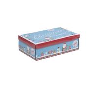 URBNLIVING Christmas Rectangle Collapsible Cardboard Storage Container Santa Design Box (Small, Blue)