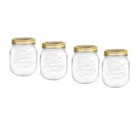 Bormioli Rocco Set of 4 Food Preserve Jars with Airtight Screw Lid from Quattro Stagioni - 700ml