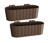 Urbn-Living Brown - 2-Pcs Plastic Balcony Wood Flower Plant Garden