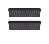 Urbn-Living Brown - 2-Pcs Ratolla Rattan Balcony Planter - 14.5X68.5X17.3 Cm